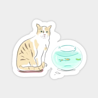 Cat with fishbowl Sticker